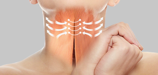 Tying the platysma muscle in the front during face and neck lift.