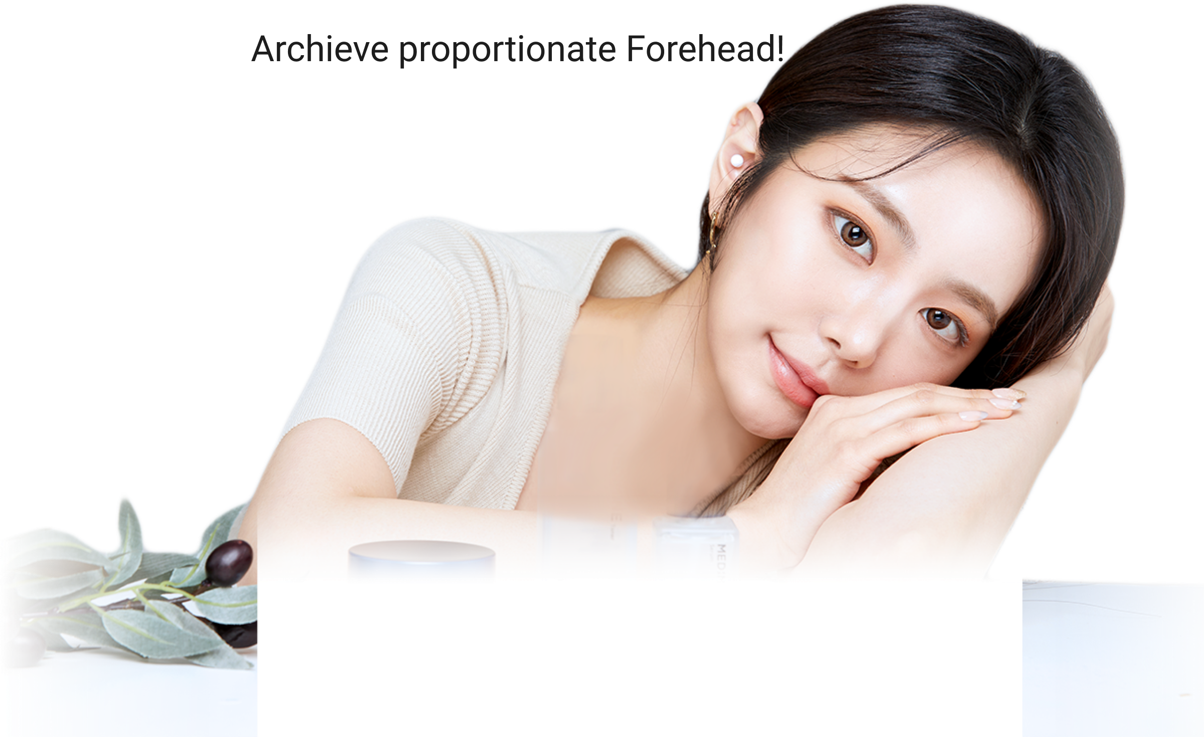 Model with natural hairline after forehead reduction surgery.