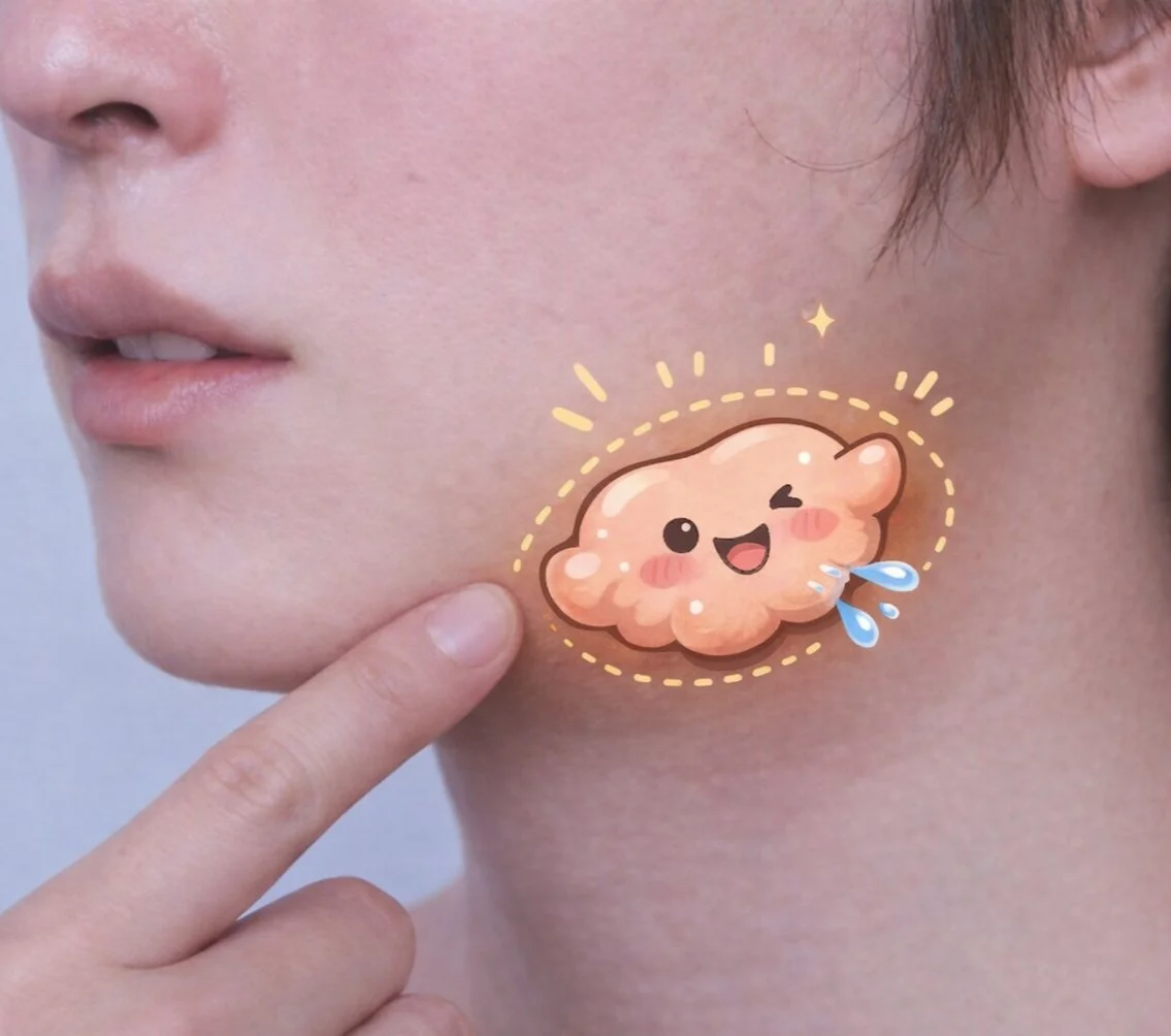 Illustration of the salivary gland beneath the jaw that salivary gland Botox targets, shown over a side view of a face.