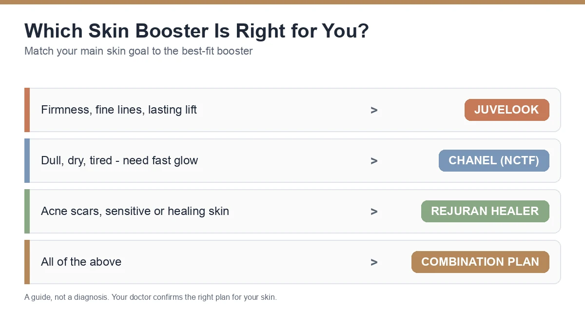 Decision guide for choosing among skin boosters in Korea by skin goal