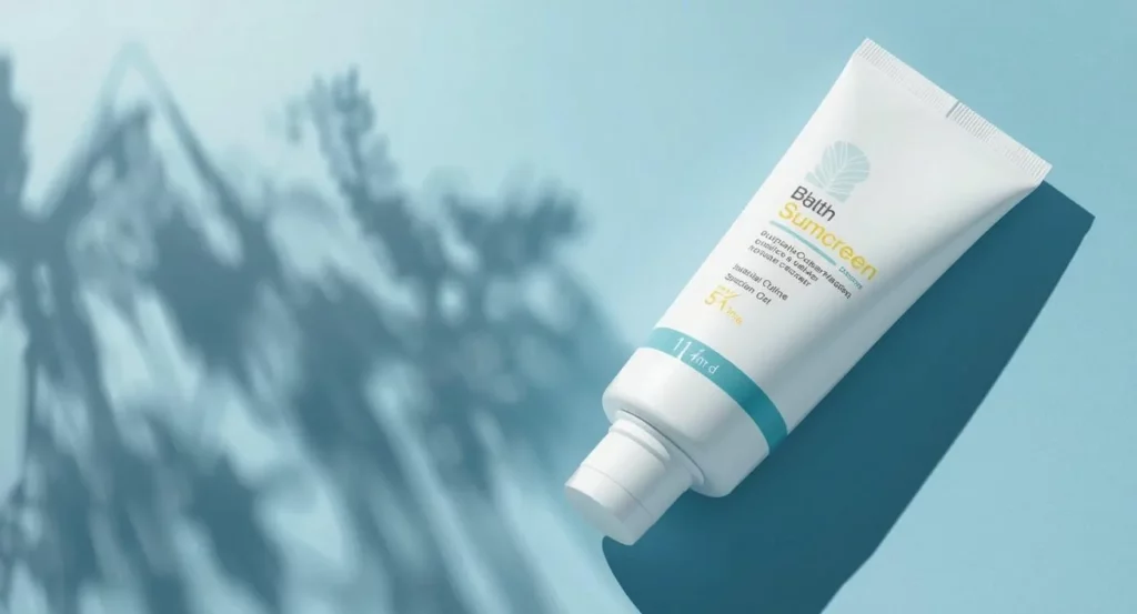 An image of sunscreen that help prevent neck wrinkles from forming.