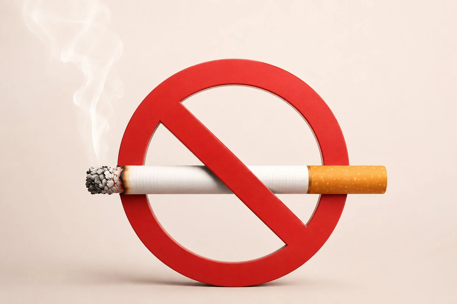 No-smoking sign illustrating smoking cessation for faster breast reduction recovery