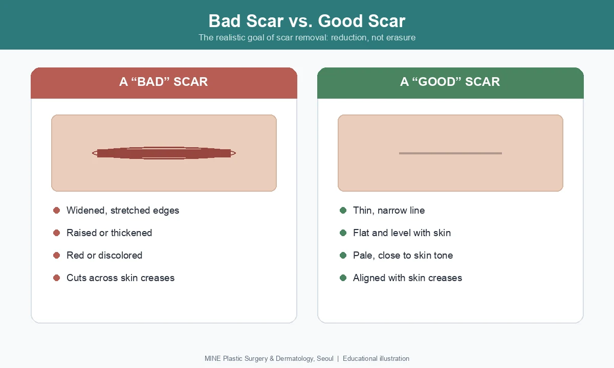 Comparison of a bad scar versus a good scar after scar removal in Korea