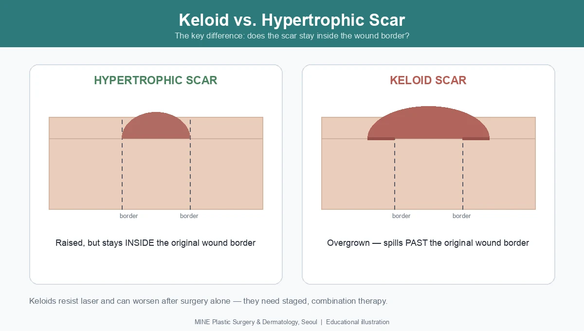 Keloid scar removal in Korea: keloid versus hypertrophic scar diagram