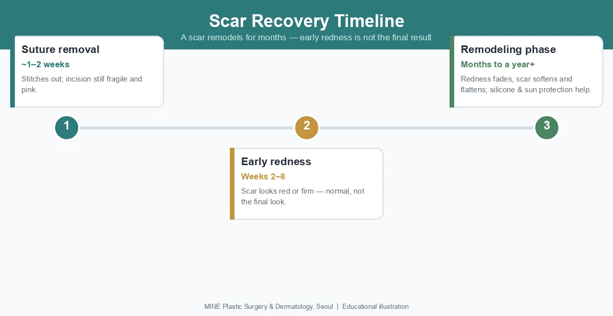 Scar removal recovery timeline in Korea from surgery to full remodeling