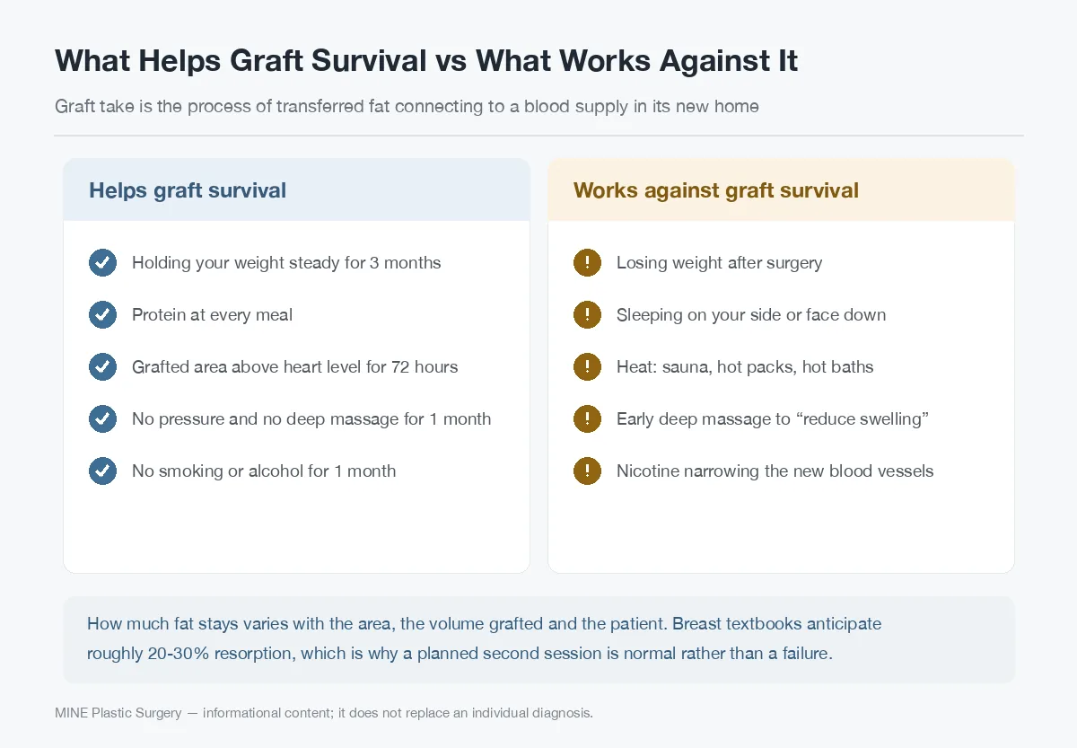 Factors that help and hinder fat graft survival after fat grafting surgery