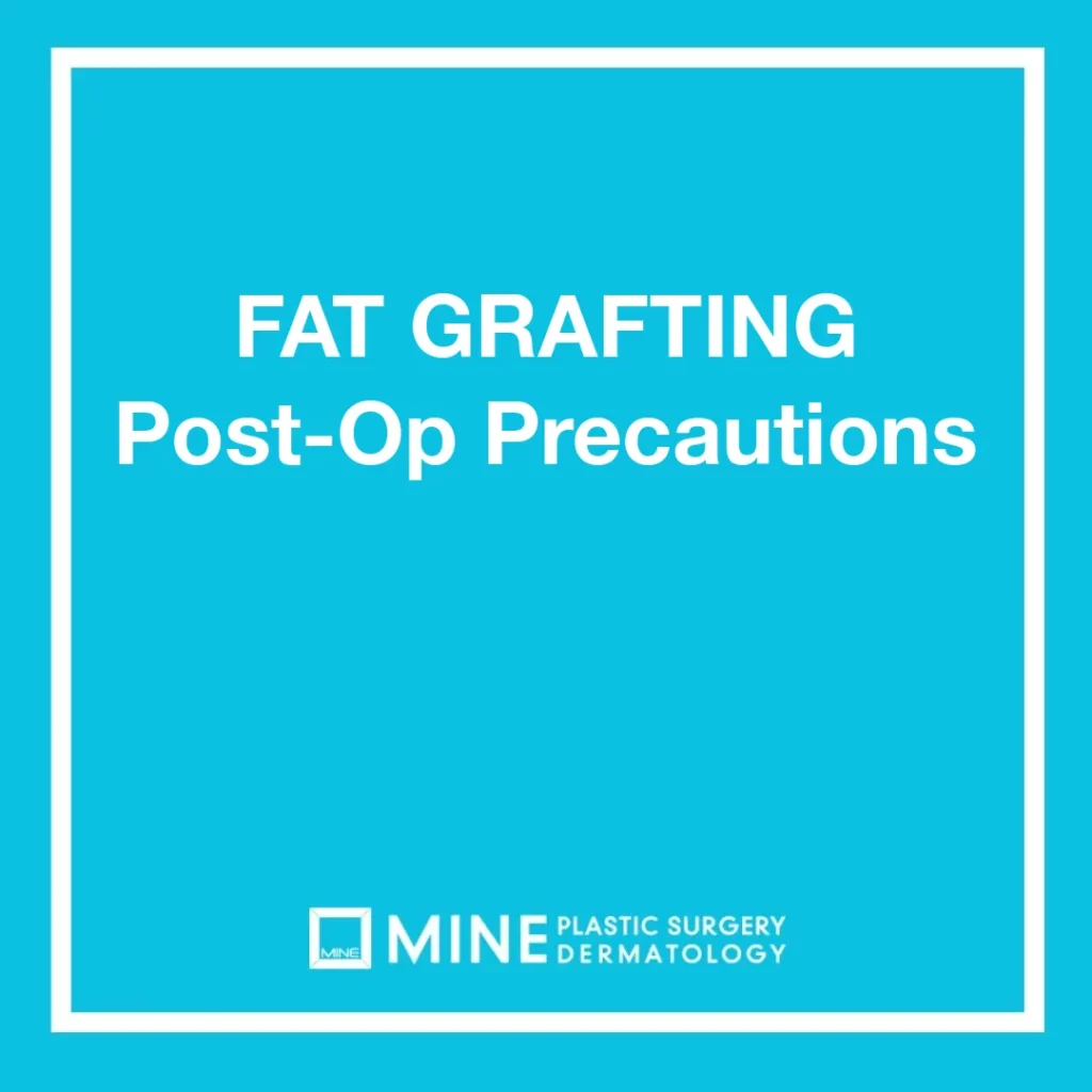 Fat grafting aftercare guide card from MINE Plastic Surgery and Dermatology in Seoul